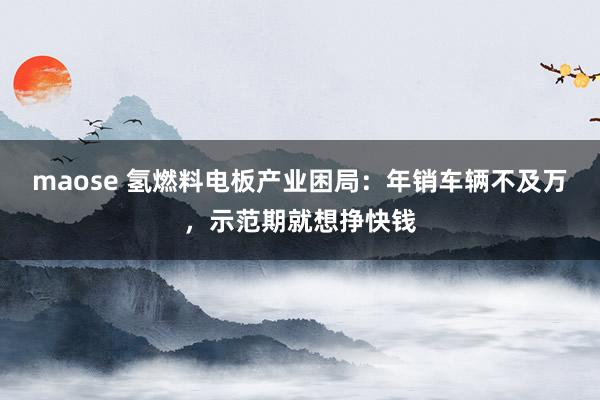 maose 氢燃料电板产业困局：年销车辆不及万，示范期就想挣快钱