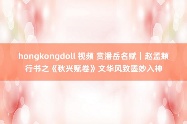 hongkongdoll 视频 赏潘岳名赋｜赵孟頫行书之《秋兴赋卷》文华风致墨妙入神