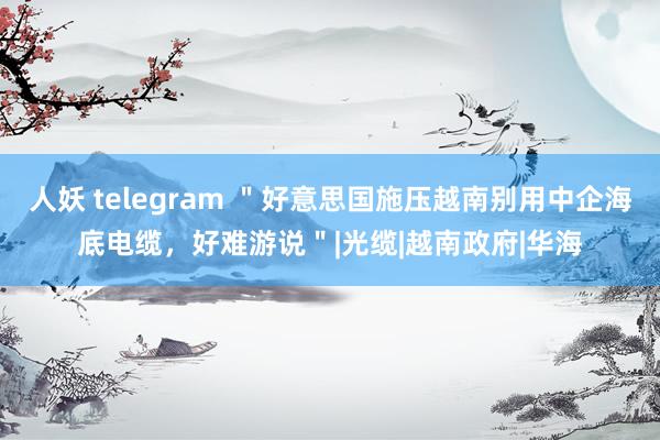 人妖 telegram ＂好意思国施压越南别用中企海底电缆，好难游说＂|光缆|越南政府|华海